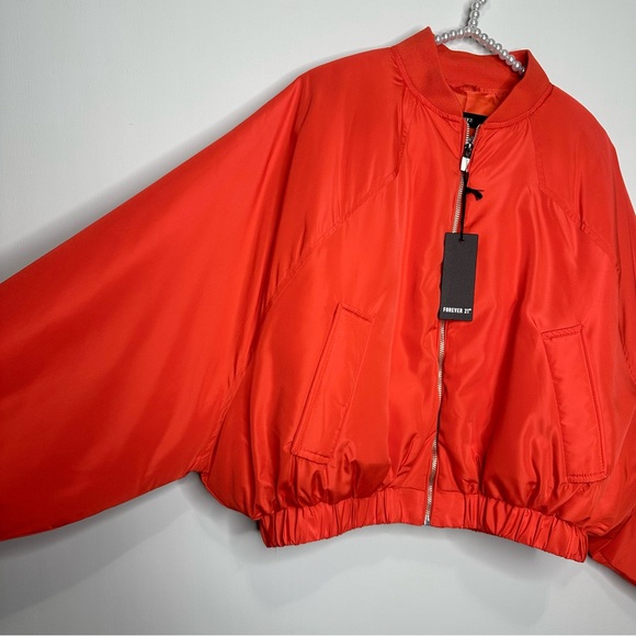 Forever 21 Orange Cropped Bomber Jacket - Picture 8 of 14